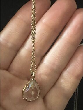 Kendra Scott Gold Necklace with Clear Teardrop Pendant